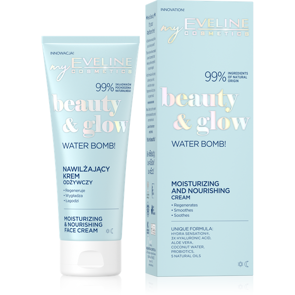 Eveline Beauty & Glow Water Bomb! Krem Nawilżająco-Odżywczy dla Skóry Suchej i Odwodnionej 75ml