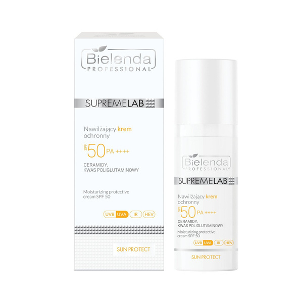 Bielenda Professional SupremeLab Sun Protect Nawilżający Krem Ochronny UVA UVB HEV SPF 50 dla każdego Rodzaju Skóry  50ml