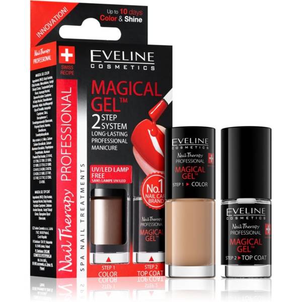 Eveline Nail Therapy Magical Gel 2 Step System Długotrwały Profesjonalny Manicure bez Potrzeby Lampy Nr 2 2x5ml