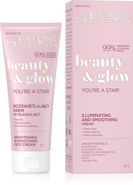 Eveline Beauty & Glow You're a Star! Rozświetlający Krem Wygładzający dla Każdego Typu Skóry 75ml