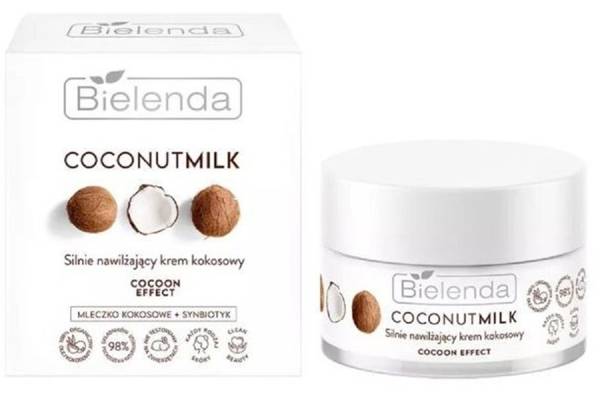 Bielenda Coconut Milk Silnie Nawilżający Krem Kokosowy Cocoon Effect dla Każdego Rodzaju Skóry 50ml